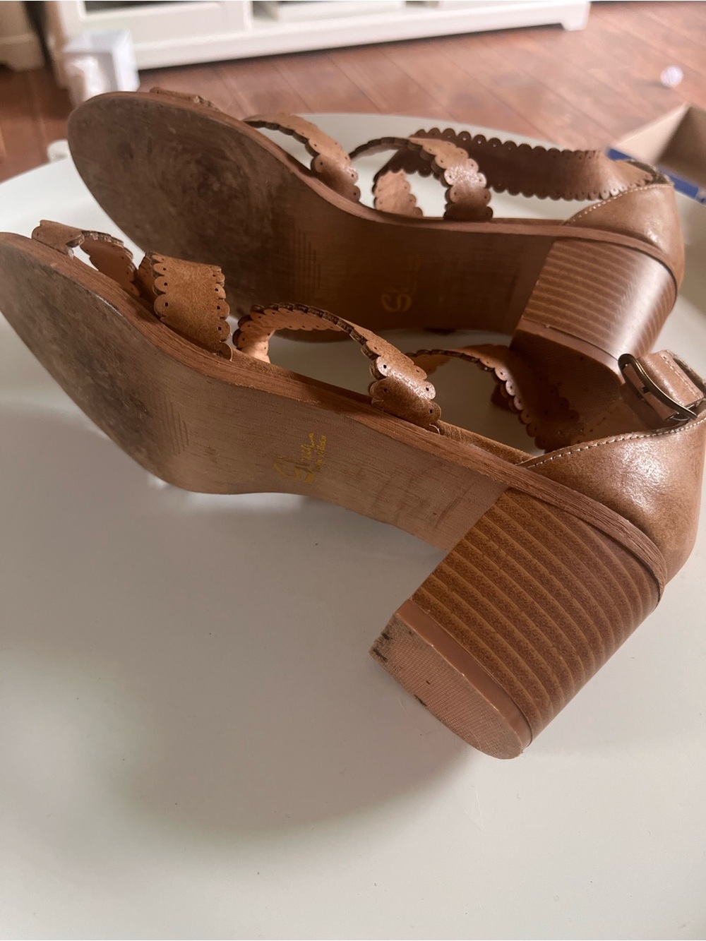 Sole Society Brown Scalloped Strap Wedge Sandals - Picture 3 of 3